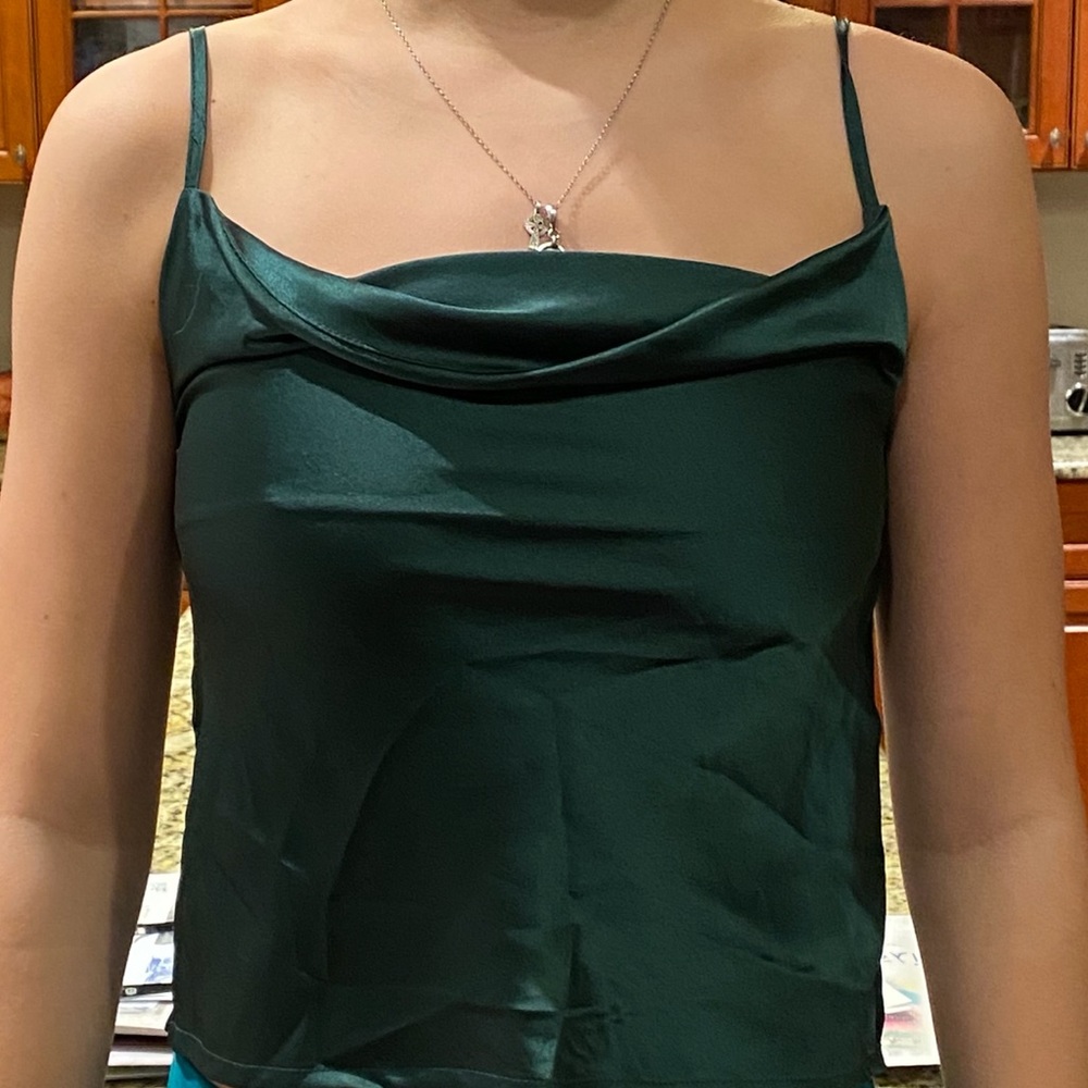 nasty gal olive green silk tank